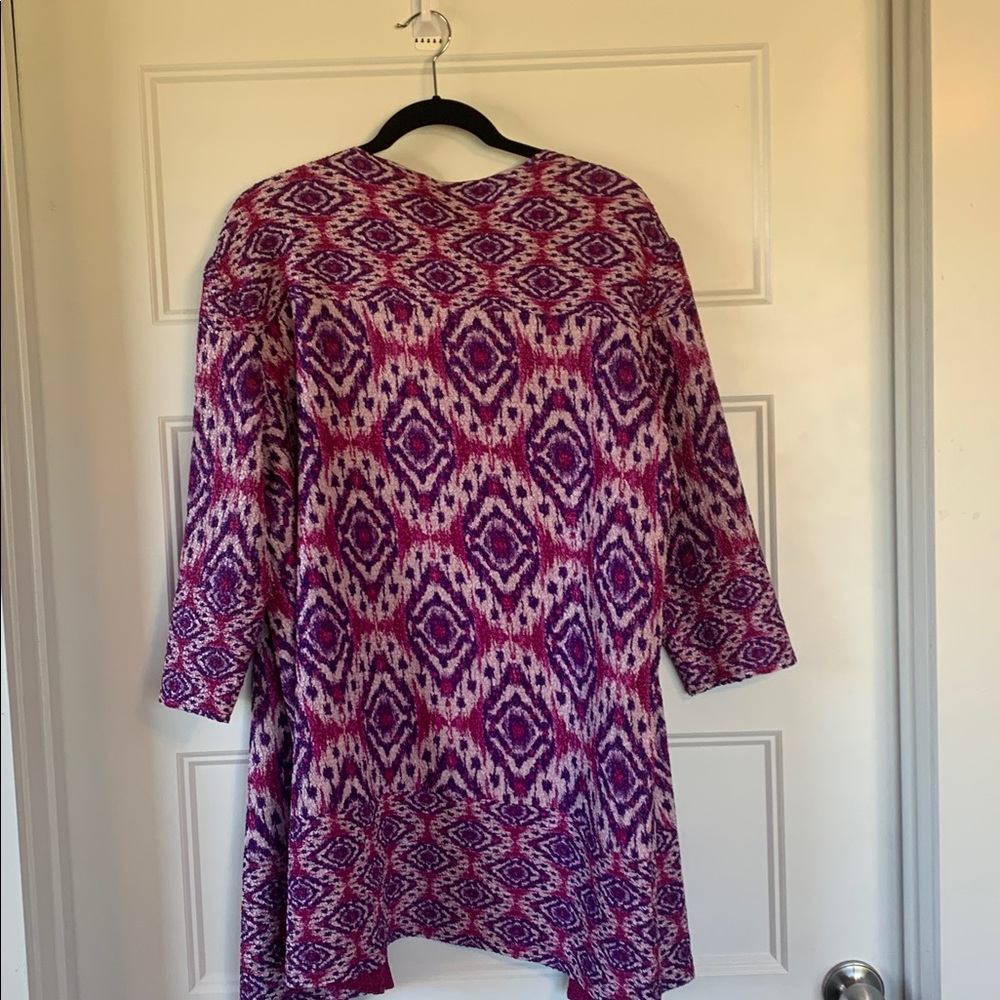Chico’s/Travelers Jacket Reversible crushed ikat Fuchsia/ purple size 
2-XL - Picture 3 of 9